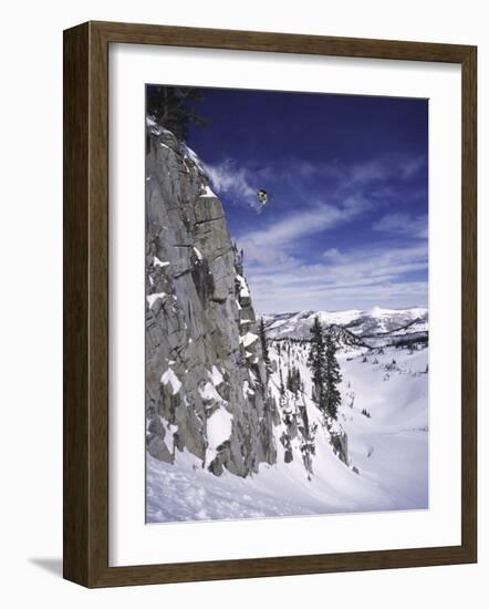 Side Profile of a Man Jumping-null-Framed Photographic Print