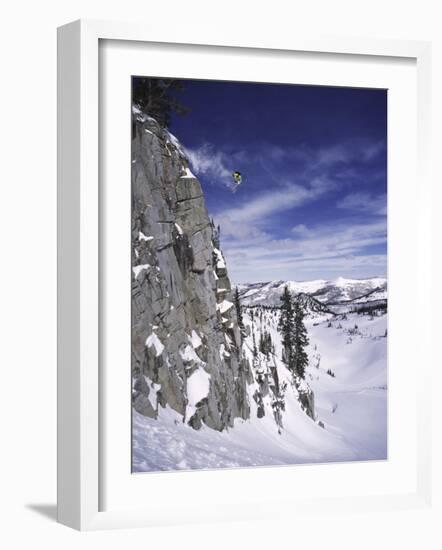 Side Profile of a Man Jumping-null-Framed Photographic Print