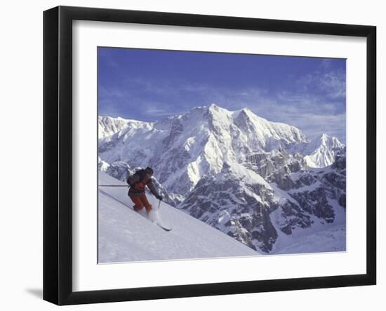 Side Profile of a Man Skiing-null-Framed Photographic Print