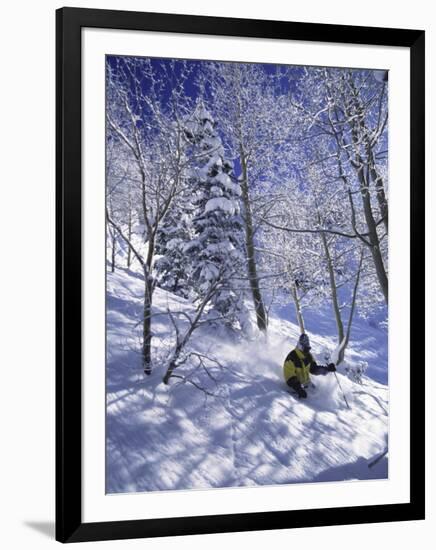 Side Profile of a Man Skiing-null-Framed Photographic Print