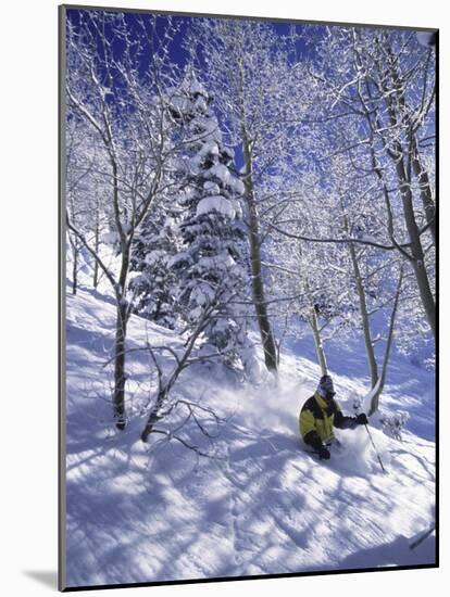 Side Profile of a Man Skiing-null-Mounted Photographic Print