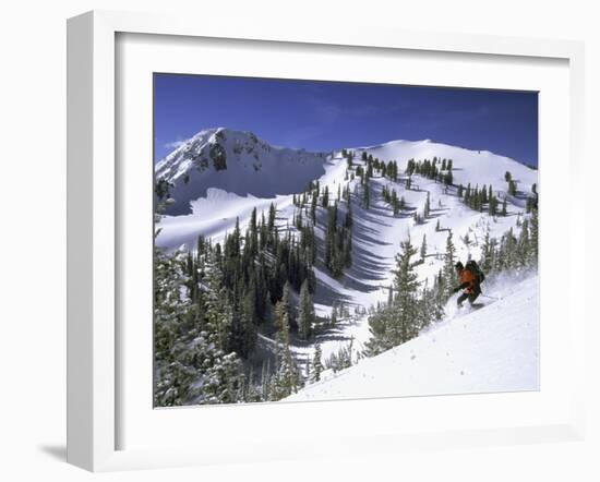 Side Profile of a Man Skiing-null-Framed Photographic Print