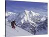 Side Profile of a Man Skiing-null-Stretched Canvas