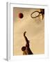 Side Profile of a Mid Adult Man Playing Basketball-null-Framed Photographic Print