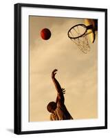 Side Profile of a Mid Adult Man Playing Basketball-null-Framed Photographic Print