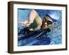 Side Profile of a Mid Adult Woman Swimming in a Swimming Pool-null-Framed Photographic Print