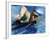 Side Profile of a Mid Adult Woman Swimming in a Swimming Pool-null-Framed Photographic Print