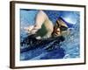 Side Profile of a Mid Adult Woman Swimming in a Swimming Pool-null-Framed Photographic Print