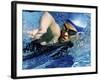 Side Profile of a Mid Adult Woman Swimming in a Swimming Pool-null-Framed Photographic Print