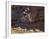 Side Profile of a Person on a Bicycle in Mid Air-null-Framed Photographic Print