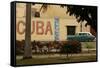 Side Profile of a Vintage Car on an Empty Street, Havana, Cuba-Keith Levit-Framed Stretched Canvas