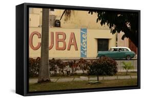 Side Profile of a Vintage Car on an Empty Street, Havana, Cuba-Keith Levit-Framed Stretched Canvas