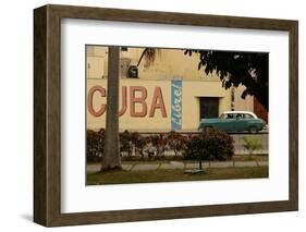 Side Profile of a Vintage Car on an Empty Street, Havana, Cuba-Keith Levit-Framed Photographic Print