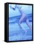 Side Profile of a Woman Running on the Beach-null-Framed Stretched Canvas