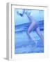 Side Profile of a Woman Running on the Beach-null-Framed Photographic Print