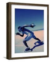 Side Profile of a Young Man Inline Skating-null-Framed Photographic Print