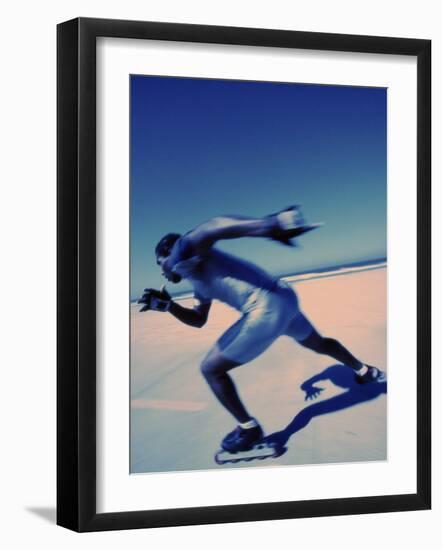 Side Profile of a Young Man Inline Skating-null-Framed Photographic Print