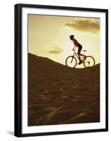 Side Profile of a Young Woman Cycling-null-Framed Premium Photographic Print