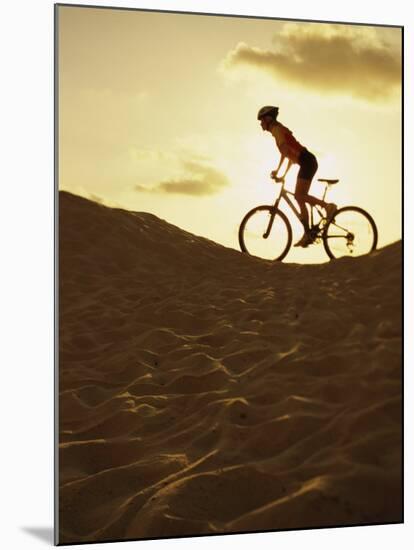 Side Profile of a Young Woman Cycling-null-Mounted Premium Photographic Print