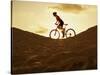 Side Profile of a Young Woman Cycling-null-Stretched Canvas