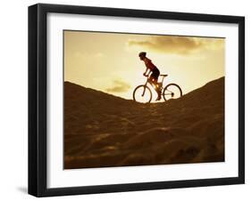 Side Profile of a Young Woman Cycling-null-Framed Premium Photographic Print