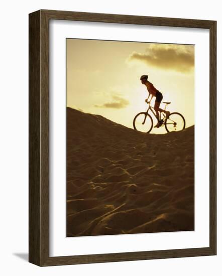 Side Profile of a Young Woman Cycling-null-Framed Photographic Print