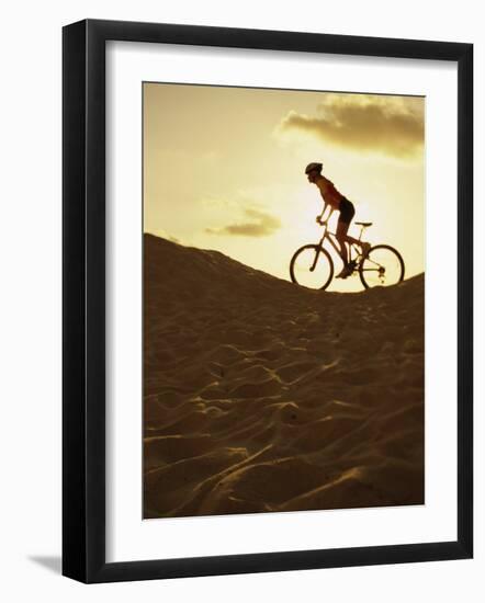 Side Profile of a Young Woman Cycling-null-Framed Photographic Print