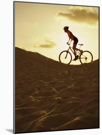 Side Profile of a Young Woman Cycling-null-Mounted Photographic Print