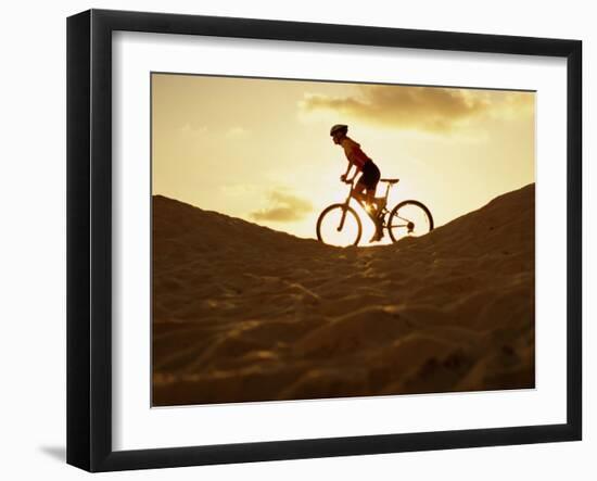 Side Profile of a Young Woman Cycling-null-Framed Photographic Print