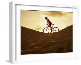 Side Profile of a Young Woman Cycling-null-Framed Photographic Print