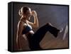 Side Profile of a Young Woman Kickboxing-null-Framed Stretched Canvas