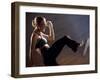 Side Profile of a Young Woman Kickboxing-null-Framed Photographic Print