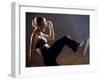 Side Profile of a Young Woman Kickboxing-null-Framed Photographic Print