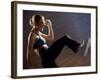 Side Profile of a Young Woman Kickboxing-null-Framed Photographic Print