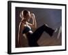 Side Profile of a Young Woman Kickboxing-null-Framed Photographic Print