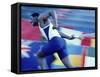Side Profile of Runners Passing a Baton in a Relay Race-null-Framed Stretched Canvas