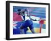 Side Profile of Runners Passing a Baton in a Relay Race-null-Framed Photographic Print