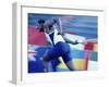 Side Profile of Runners Passing a Baton in a Relay Race-null-Framed Photographic Print