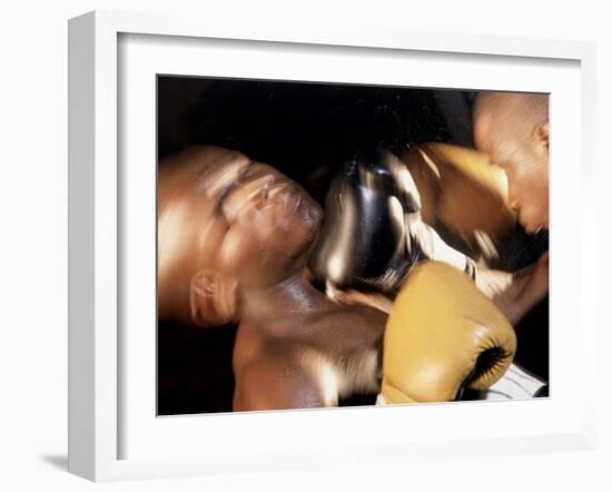 Side Profile of Two Male Boxers Fighting-null-Framed Photographic Print