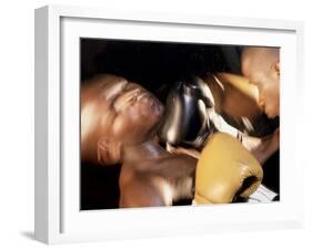 Side Profile of Two Male Boxers Fighting-null-Framed Photographic Print