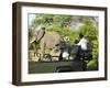 Side View of a Group of Tourists on Safari Watching Elephant-Nosnibor137-Framed Photographic Print