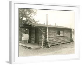 Side View of a Log Cabin Home-null-Framed Photo