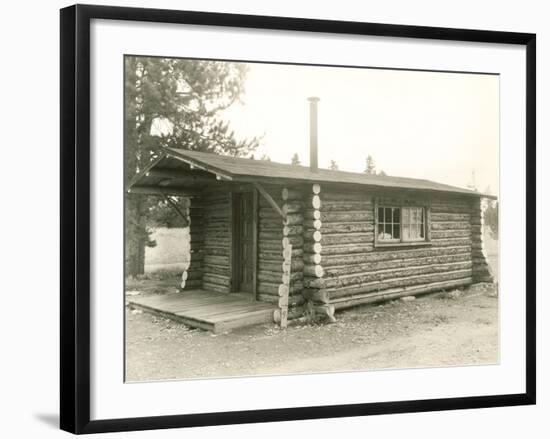 Side View of a Log Cabin Home-null-Framed Photo