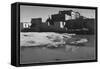 Side View Of Adobe House With Water In Foreground" Acoma Pueblo [NHL New Mexico]." 1933-1942-Ansel Adams-Framed Stretched Canvas