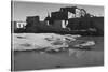 Side View Of Adobe House With Water In Foreground" Acoma Pueblo [NHL New Mexico]." 1933-1942-Ansel Adams-Stretched Canvas