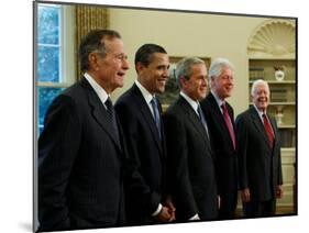 Side View of All Living Presidents and Newly Elected Barack Obama, January 7, 2009-null-Mounted Premium Photographic Print