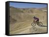 Side View of Competitior in the Mount Sodom International Mountain Bike Race, Dead Sea Area, Israel-Eitan Simanor-Framed Stretched Canvas