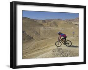 Side View of Competitior in the Mount Sodom International Mountain Bike Race, Dead Sea Area, Israel-Eitan Simanor-Framed Photographic Print