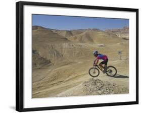 Side View of Competitior in the Mount Sodom International Mountain Bike Race, Dead Sea Area, Israel-Eitan Simanor-Framed Photographic Print