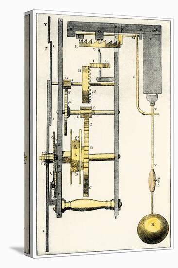 Side View of Huygens's Clock, Showing the Pendulum Mechanism, 1600s-null-Stretched Canvas